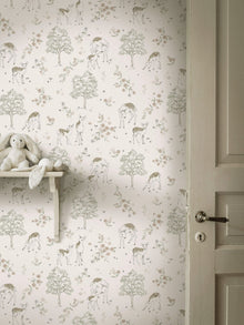 7473 Deer Love White and Pink Wallpaper by Boråstapeter