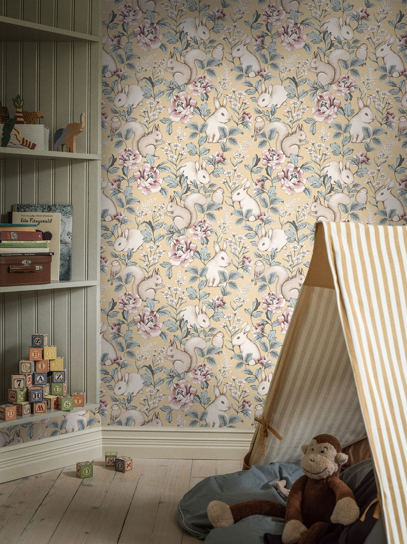 7475 Magic Forest Yellow and Multi Wallpaper by Boråstapeter