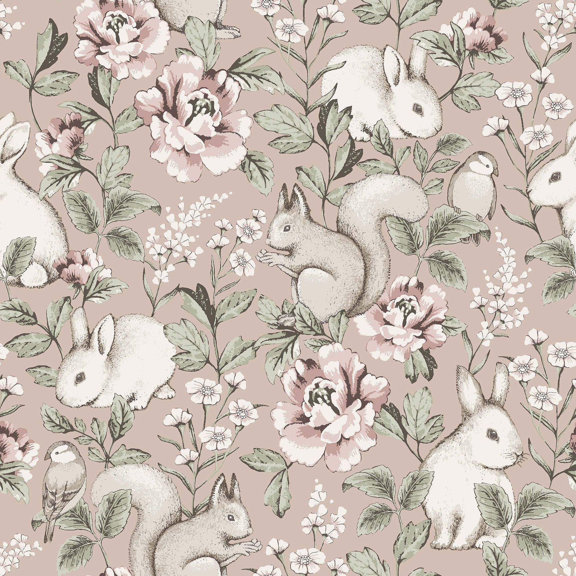 7476 Magic Forest Pink and Green Wallpaper by Boråstapeter