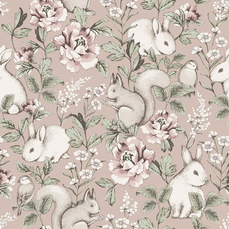 7476 Magic Forest Pink and Green Wallpaper by Boråstapeter