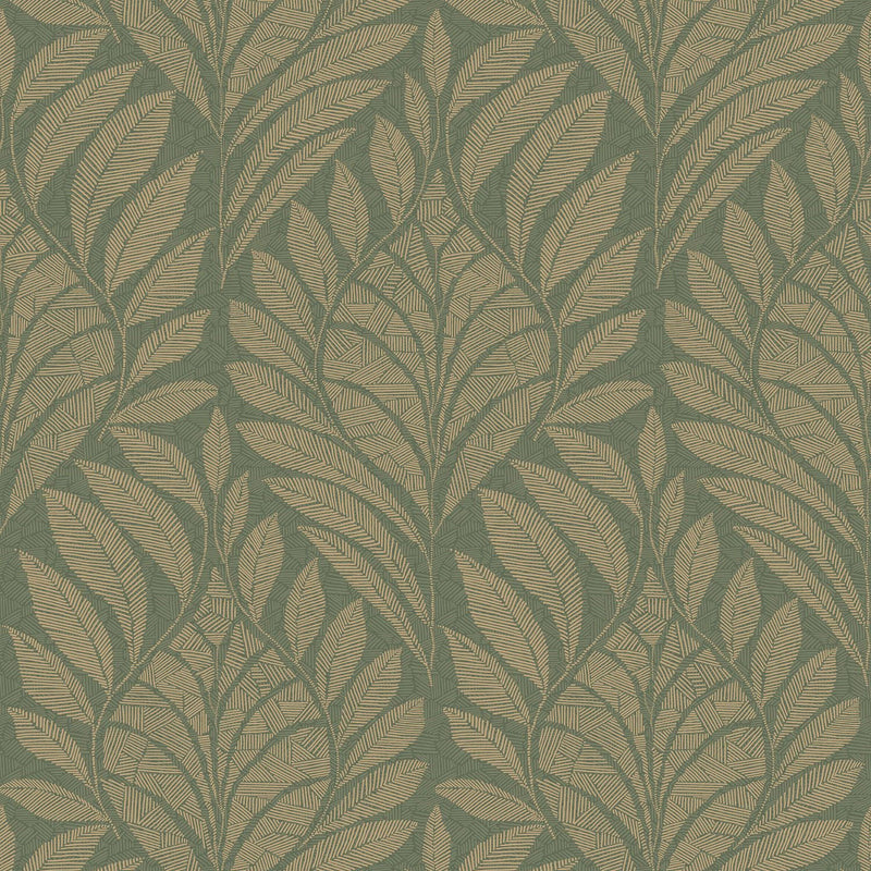 74772752 Gustav Vert De Gris/Doré Wallpaper by Casamance