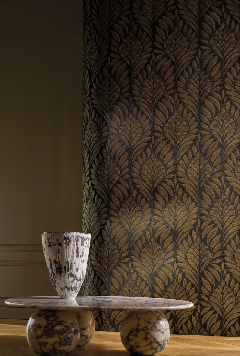 74772854 Gustav Anthracite/Doré Wallpaper by Casamance
