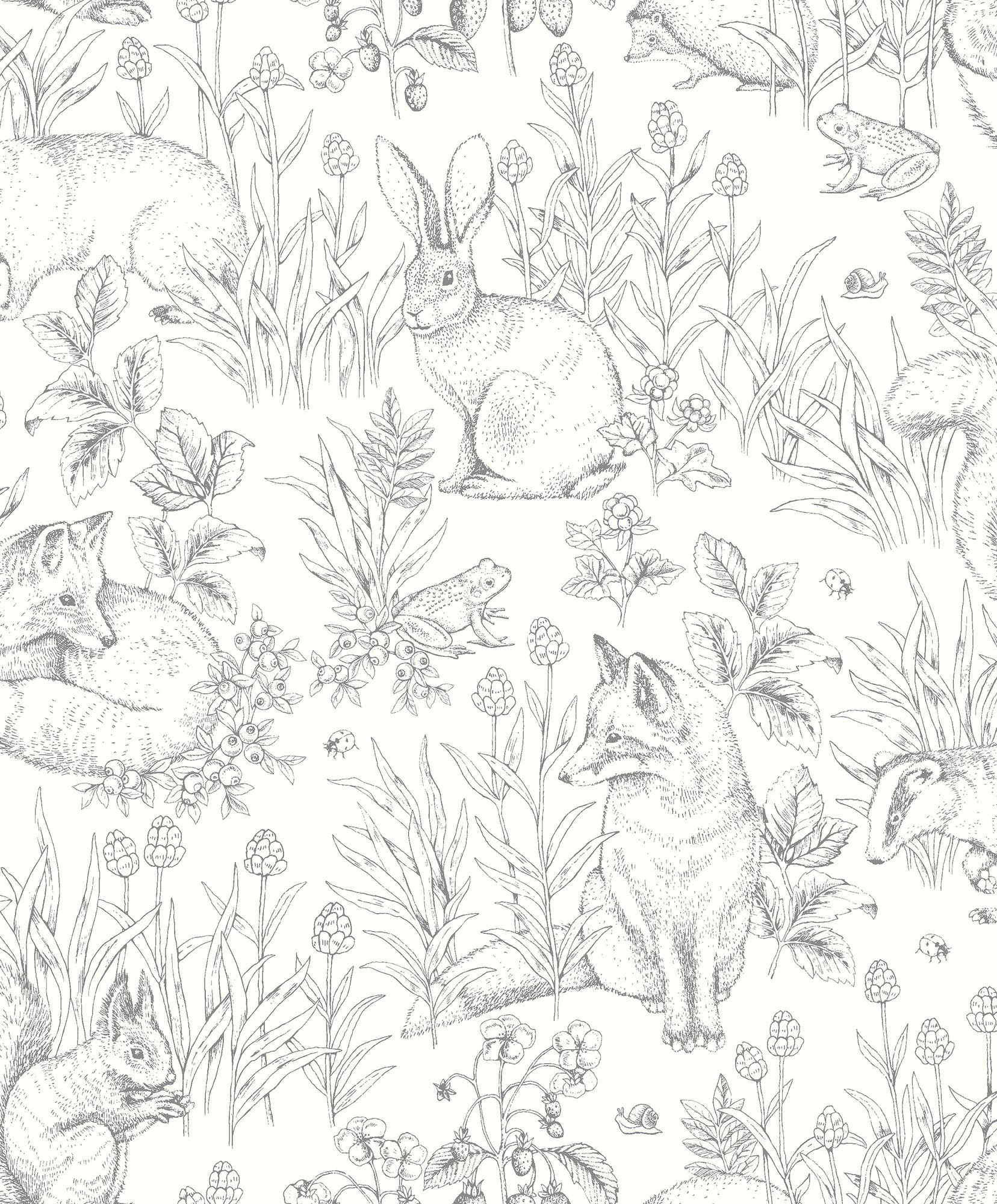 7478 Forest Friends White and Brown Wallpaper by Boråstapeter