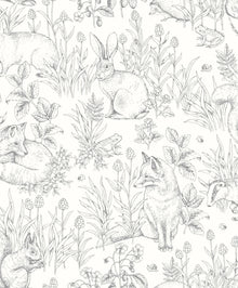 7478 Forest Friends White and Brown Wallpaper by Boråstapeter