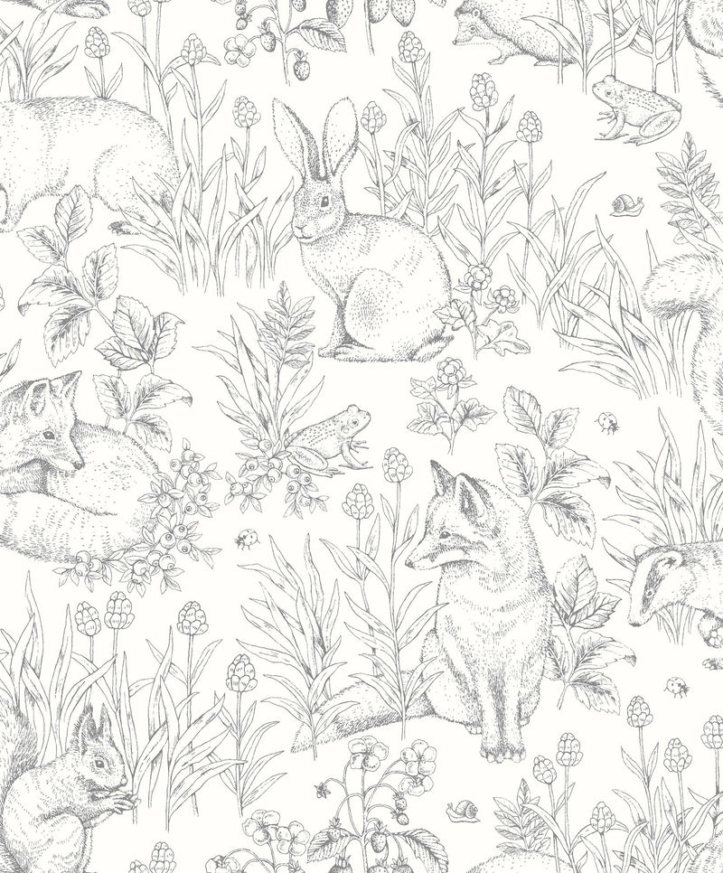 7478 Forest Friends White and Brown Wallpaper by Boråstapeter