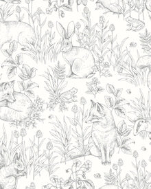 7478 Forest Friends White and Brown Wallpaper by Boråstapeter