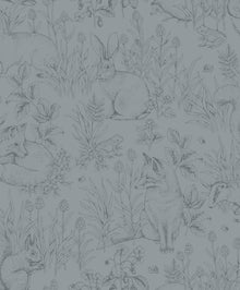 Forest Friends Blue Newbie Wallpaper Wallpaper by Boråstapeter