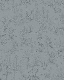 Forest Friends Blue Newbie Wallpaper Wallpaper by Boråstapeter