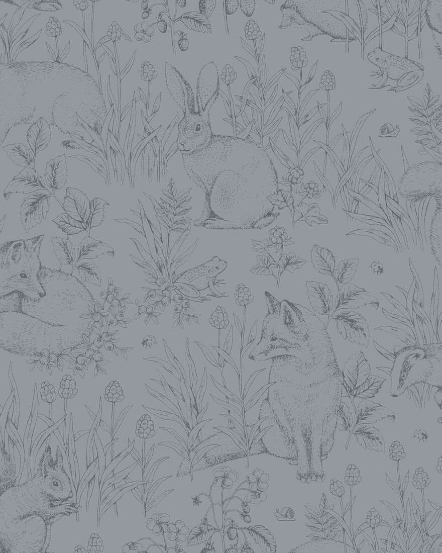 Forest Friends Blue Newbie Wallpaper Wallpaper by Boråstapeter