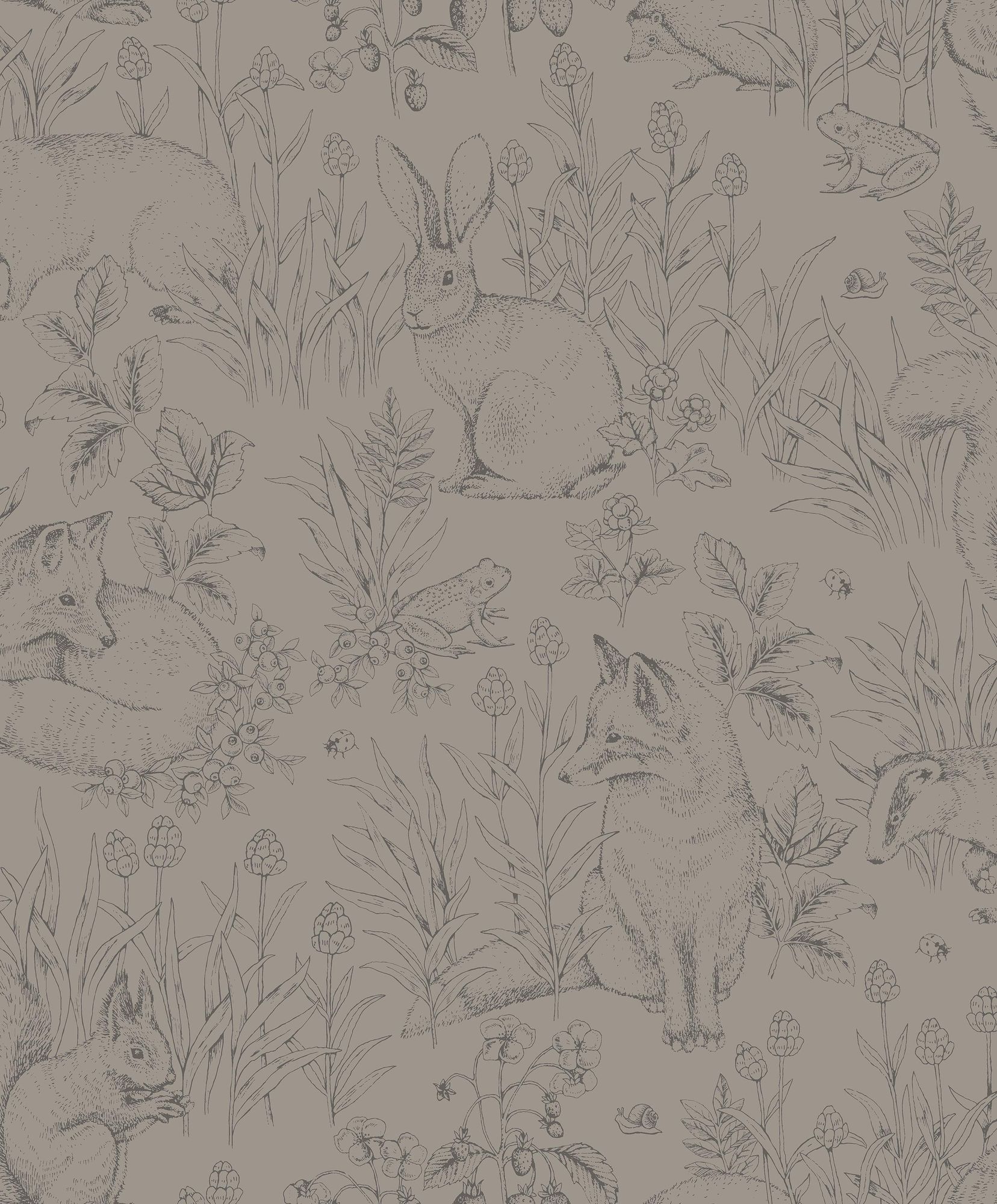 7487 Forest Friends Brown Wallpaper by Boråstapeter