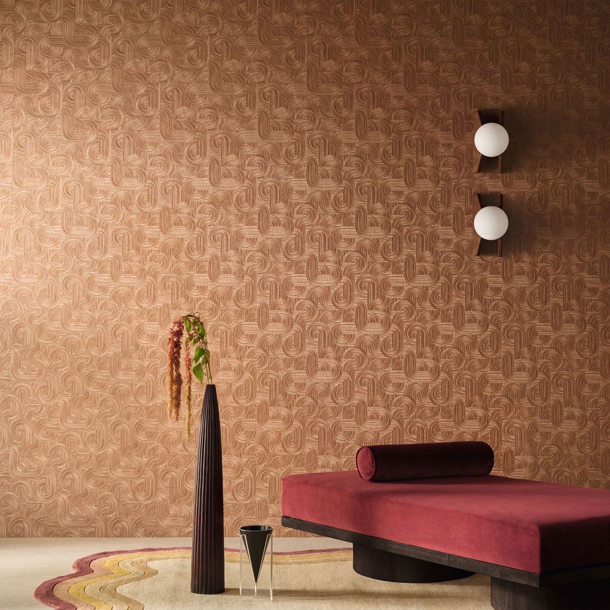 Carat Cuivre Ecrin Wallpaper by Casamance