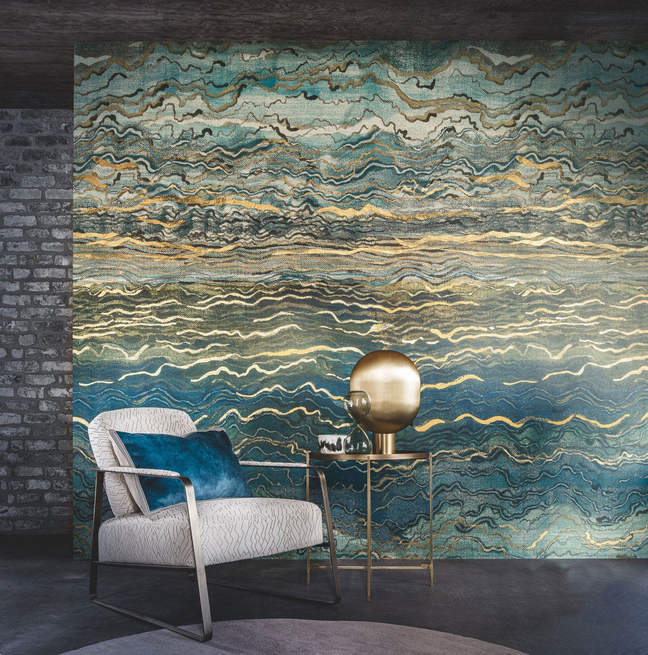 75064090 Azurite Alliages Panel Wallpaper by Casamance