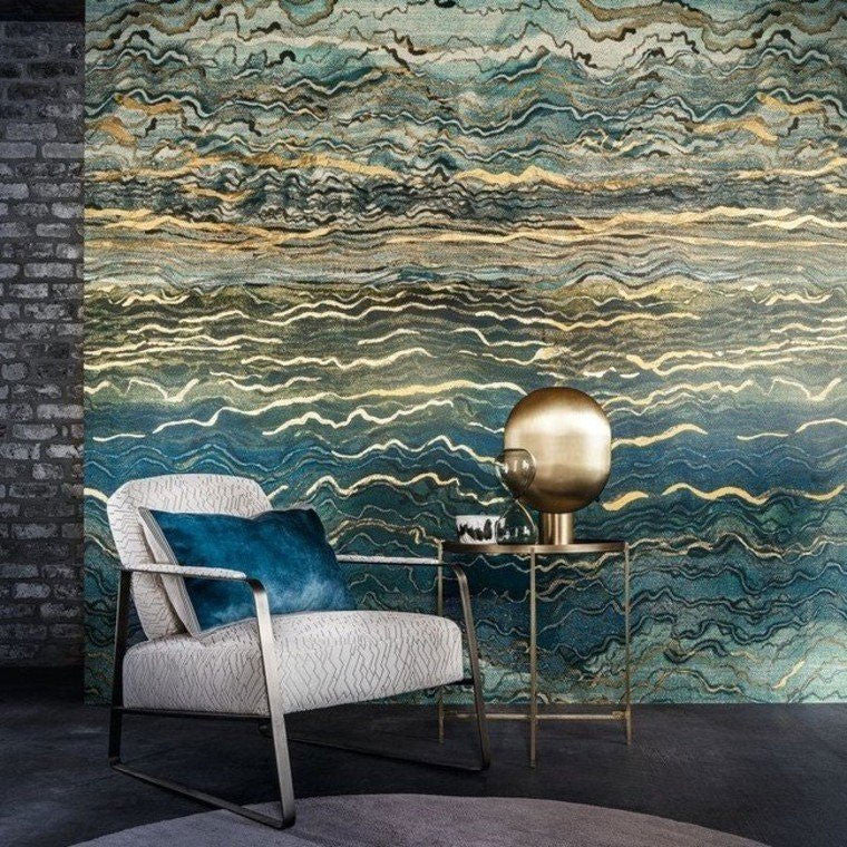 Azurite Alliages Panel Wallpaper by Casamance