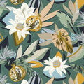 Salvador Emeraude and Moutarde Aventura Wallpaper by Casamance