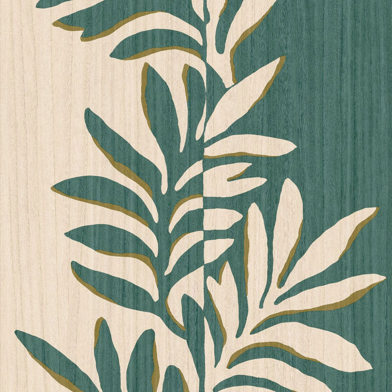 75601222 Rama Ivoire/Emeraude Wallpaper by Casamance