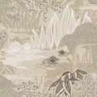 75680100 Jasmin Square Jasmin Grege and Vert Argile Wallpaper by Casamance