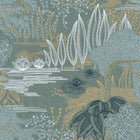 75680202 Jasmin Square Jasmin Vert De Gris and Dore Argile Wallpaper by Casamance