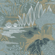 75680202 Jasmin Square Jasmin Vert De Gris and Dore Argile Wallpaper by Casamance