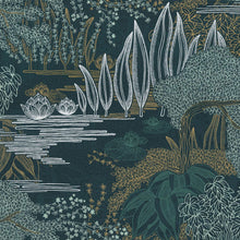 75680304 Jasmin Square Jasmin Petrole and Celadon Argile Wallpaper by Casamance