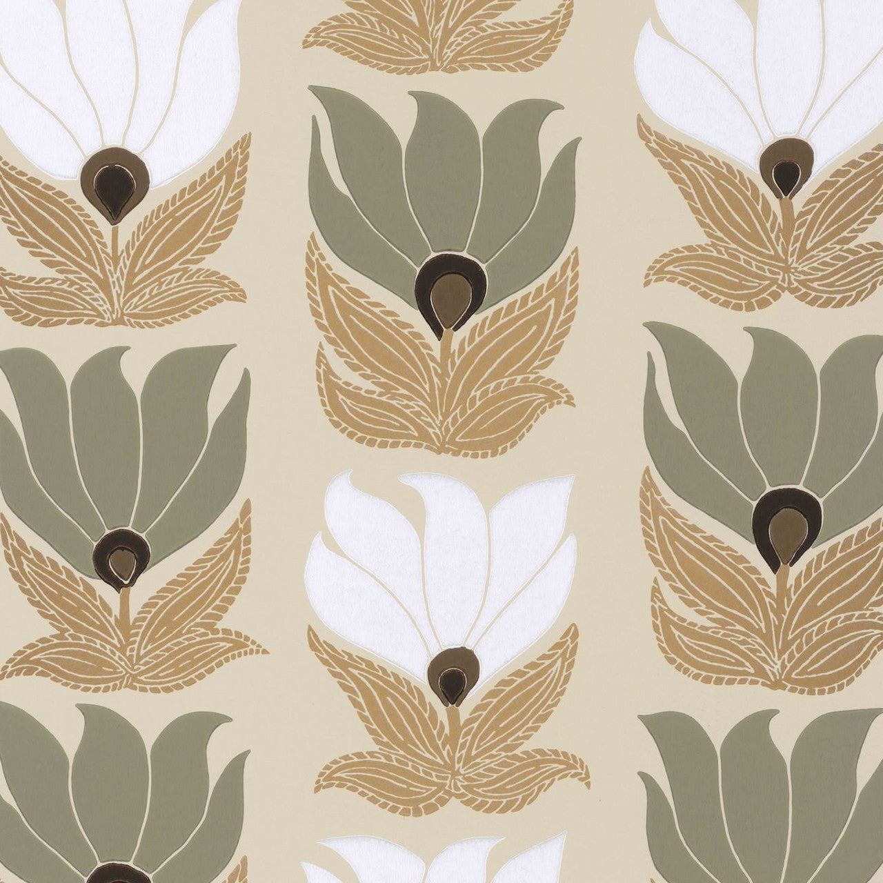 75690712 Dauphine Square Jasmin Grege and Vert Argile Wallpaper by Casamance