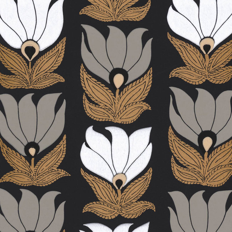 75691120 Dauphine Square Jasmin Noir and Dore Wallpaper by Casamance