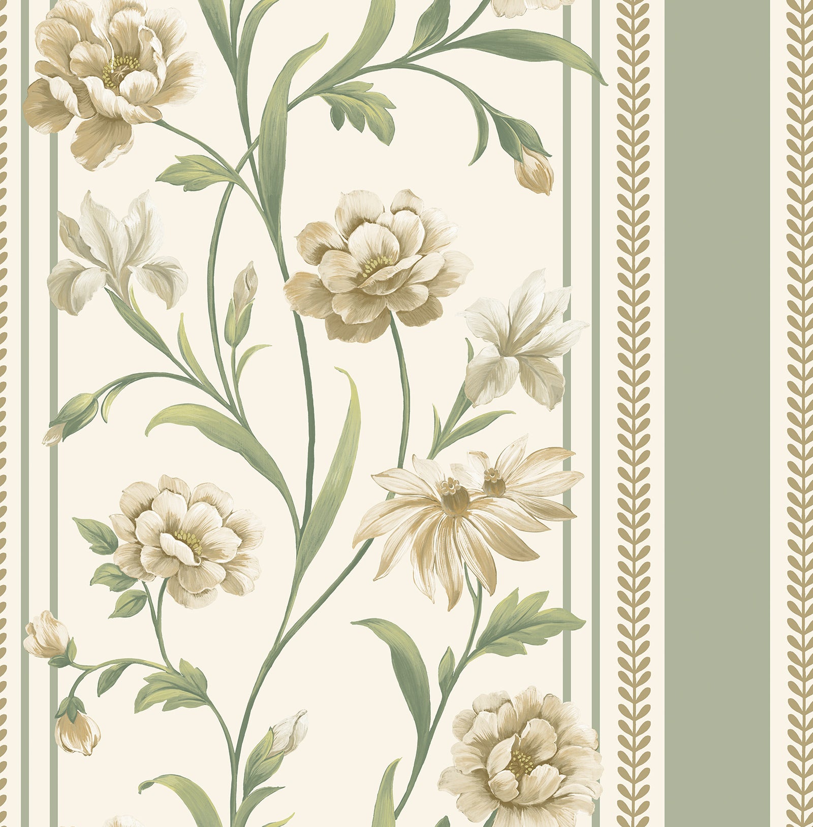 756 Raya Sage/Cream Wallpaper by Belgravia