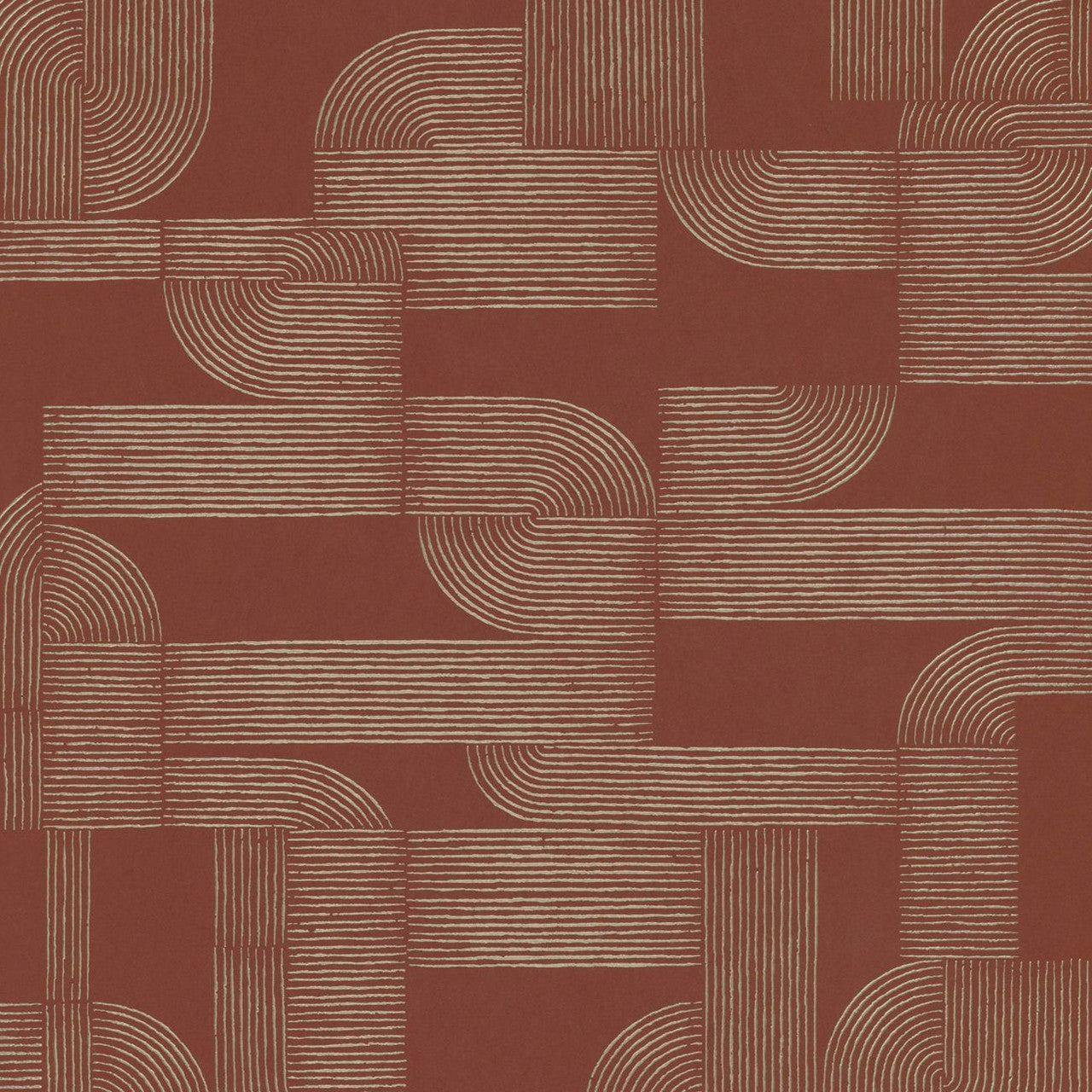 75701732 Hector Square Jasmin Terracotta and Dore Wallpaper by Casamance