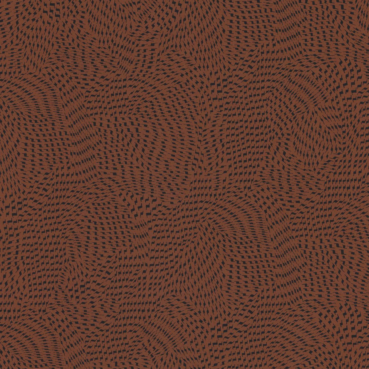 75722956 Passy Square Jasmin Terracotta and Noir Argile Wallpaper by Casamance