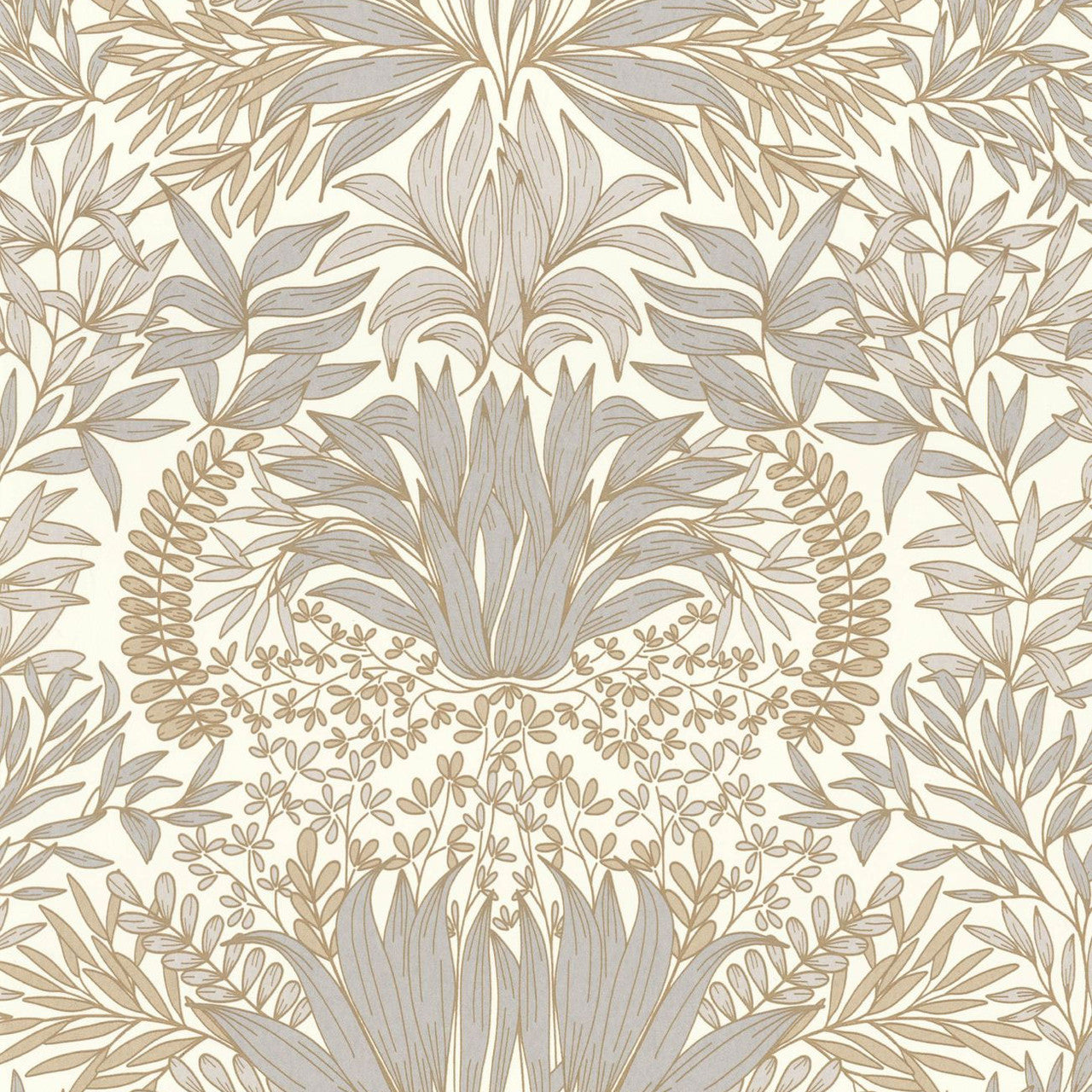 75733160 Chardon Square Jasmin Blanc and Dore Wallpaper by Casamance