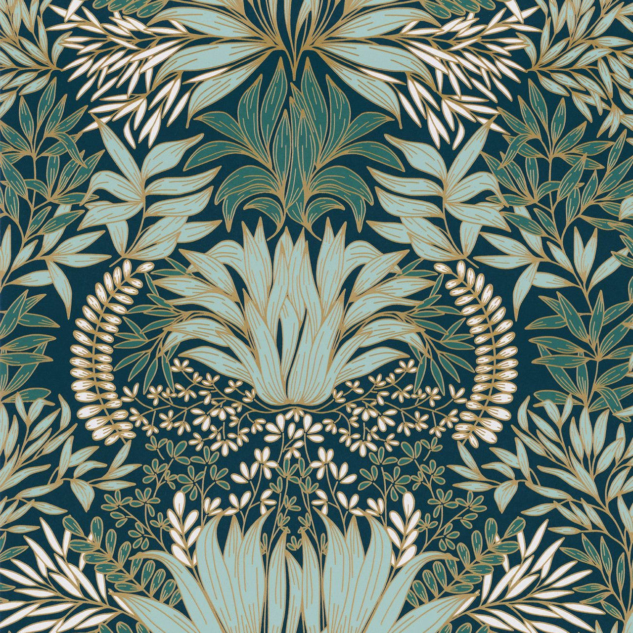 75733568 Chardon Square Jasmin Petrole and Celadon Wallpaper by Casamance