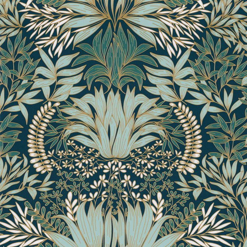 75733568 Chardon Square Jasmin Petrole and Celadon Wallpaper by Casamance