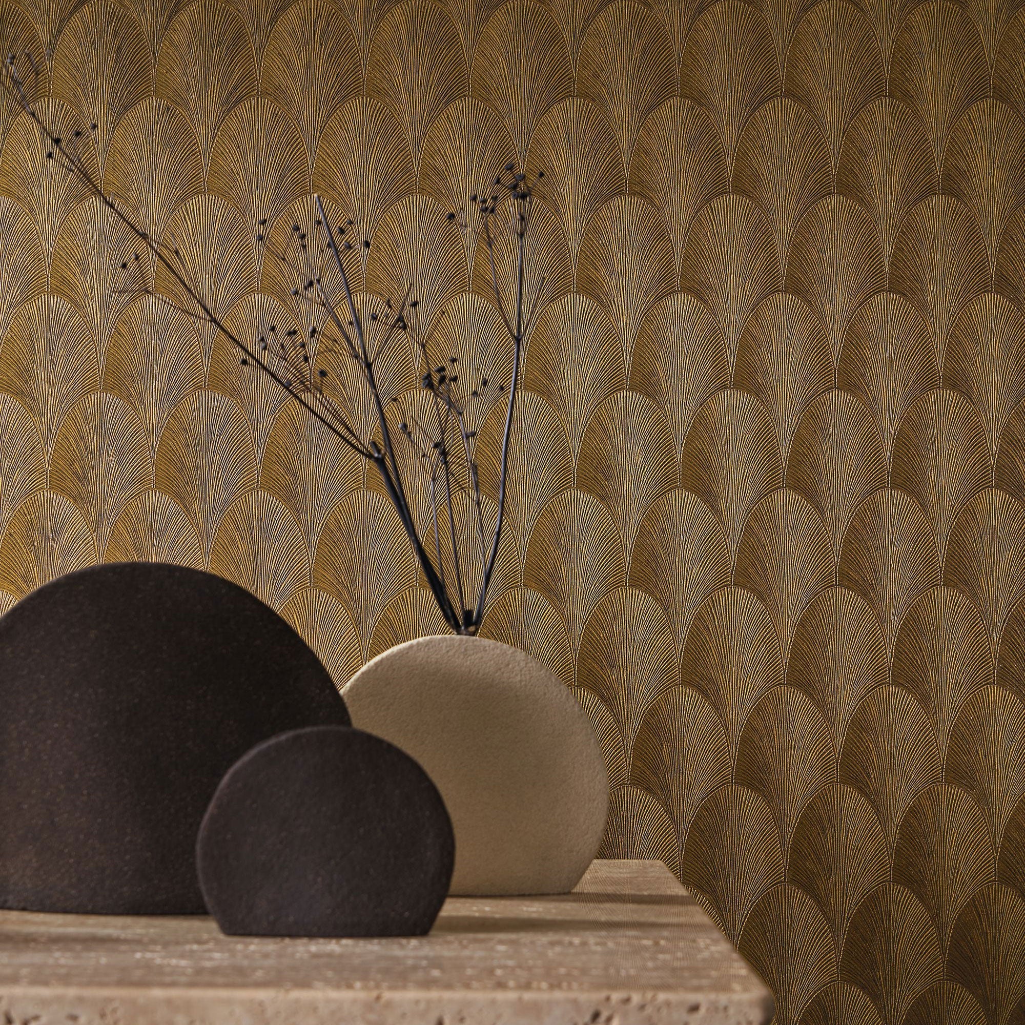 75782038 Tourmaline Doré Foncé Wallpaper by Casamance