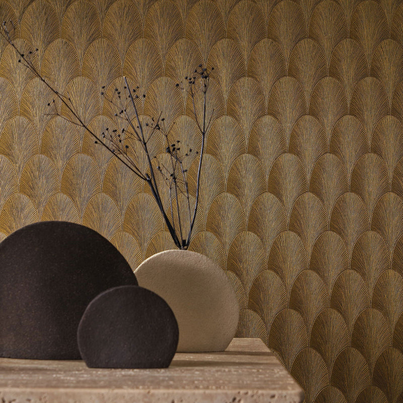 75782038 Tourmaline Doré Foncé Wallpaper by Casamance