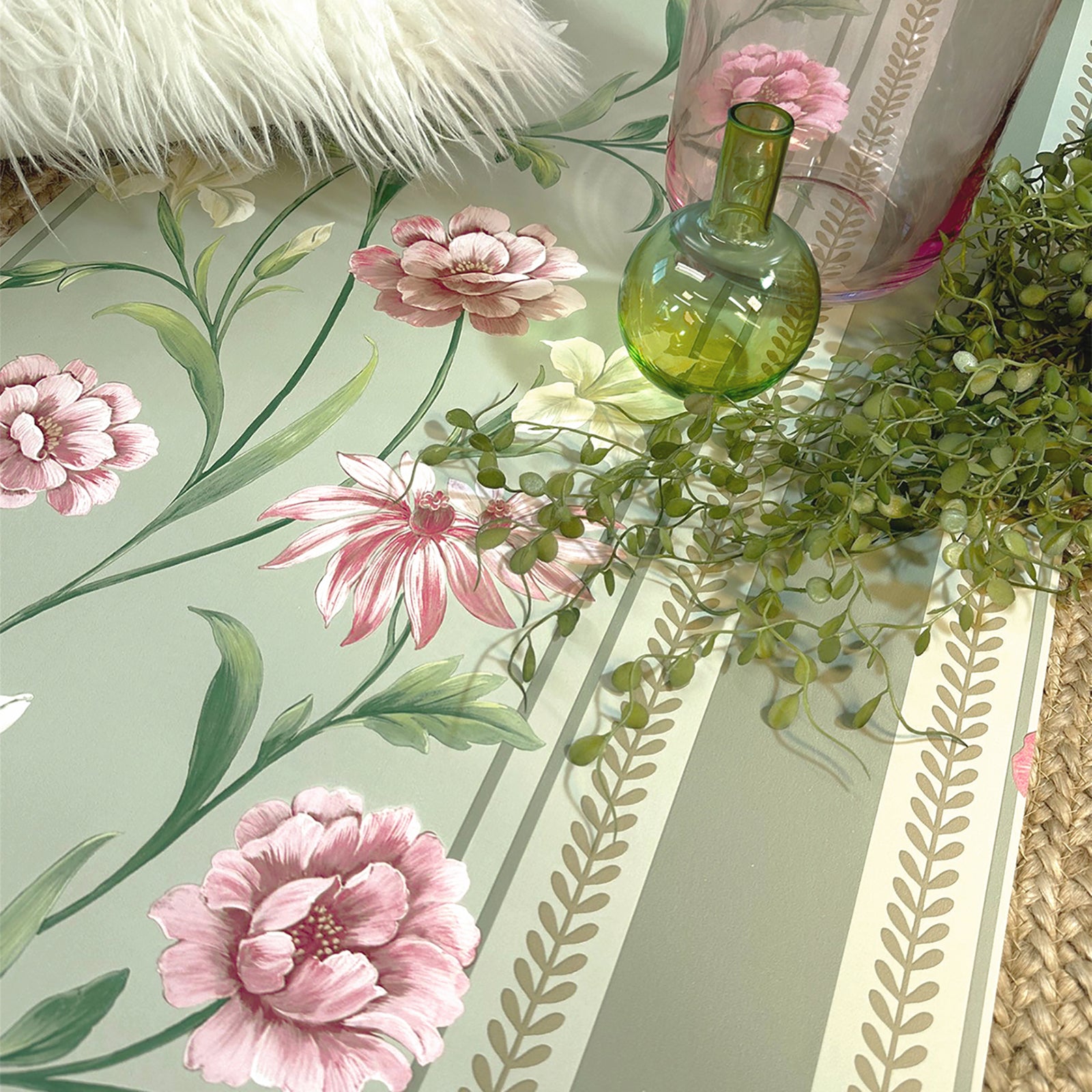 757 Raya Sage/Pink Wallpaper by Belgravia