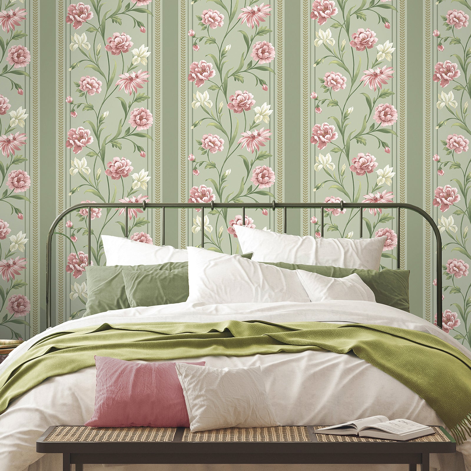757 Raya Sage/Pink Wallpaper by Belgravia