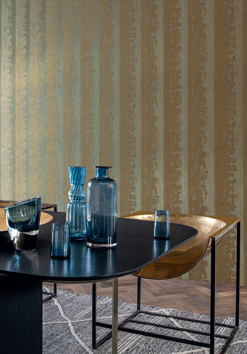 76102446 Nérikomi Vert De Gris/Doré Wallpaper by Casamance