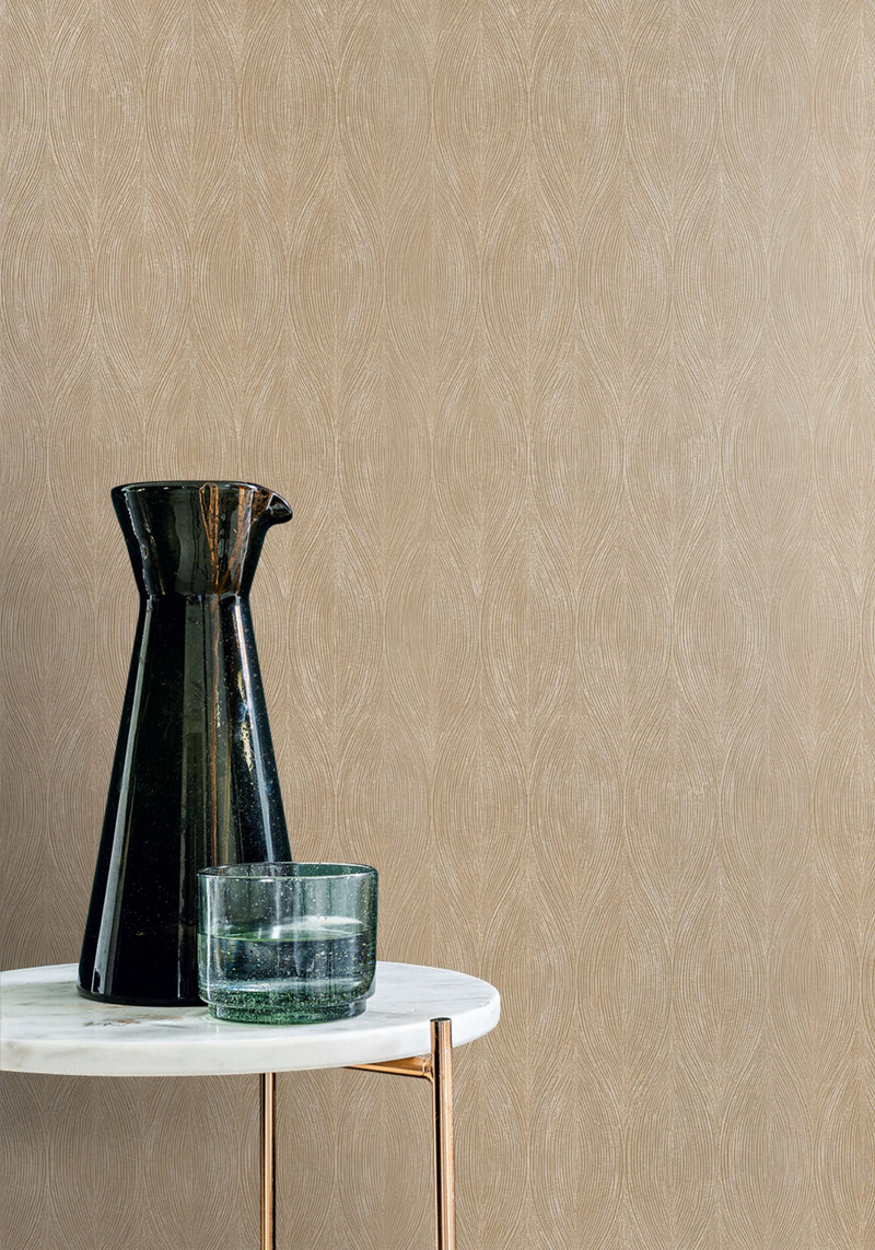 76112854 Keramos Marron Glacé Wallpaper by Casamance