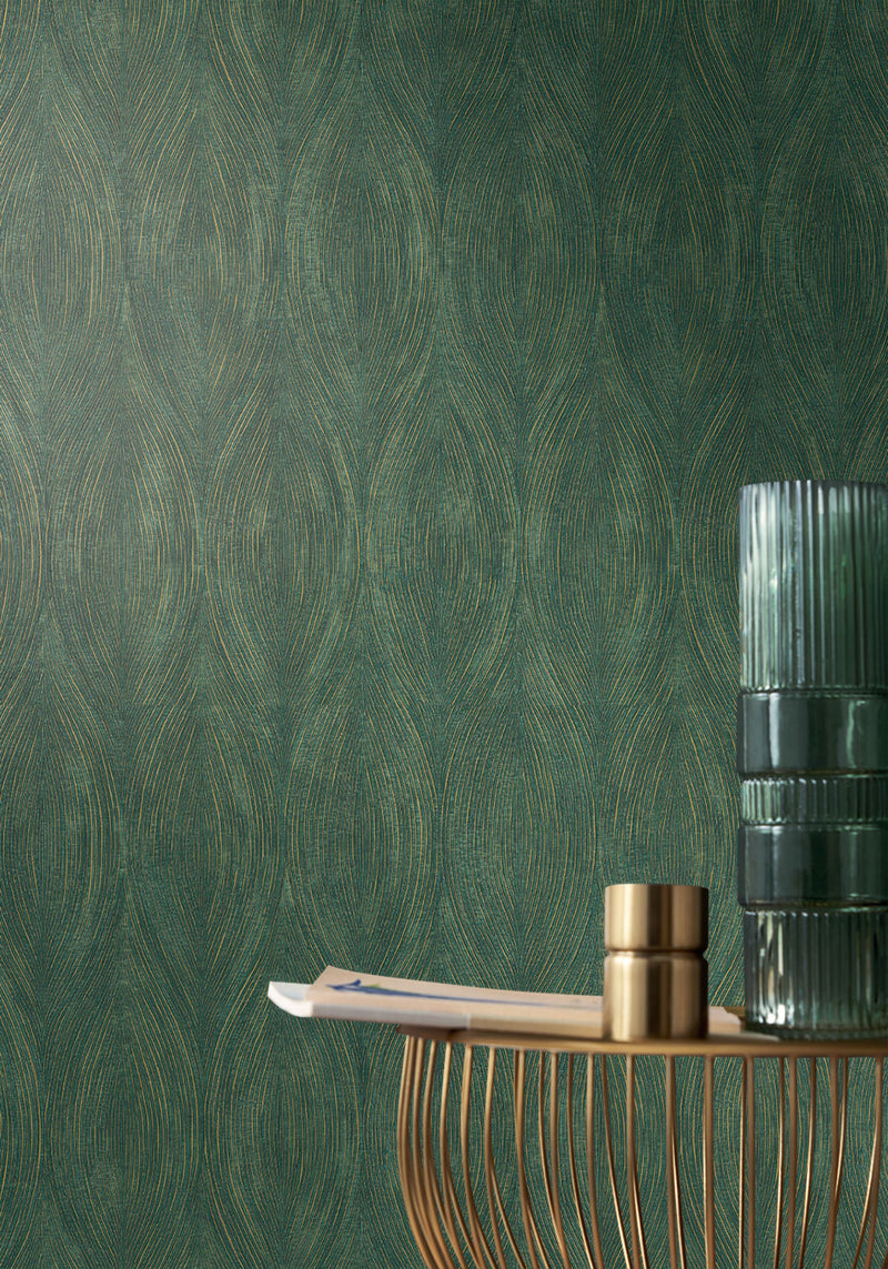 76113160 Keramos Cyprès/Doré Wallpaper by Casamance