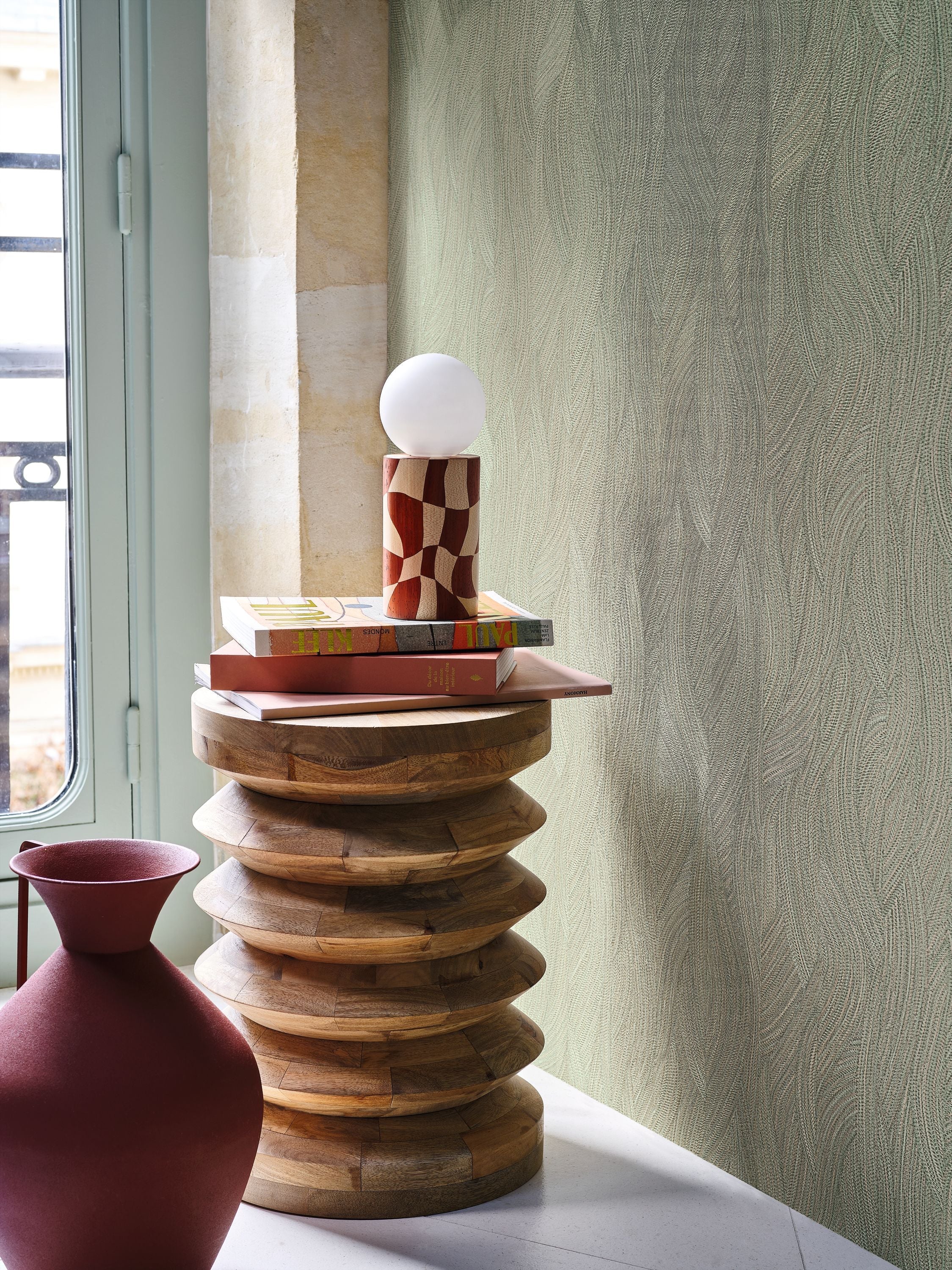 76221120 Jassine Vert Amande Wallpaper by Casamance