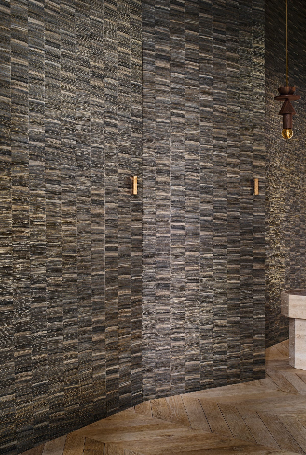 Lirio Anthracite/Doré Wallpaper by Casamance