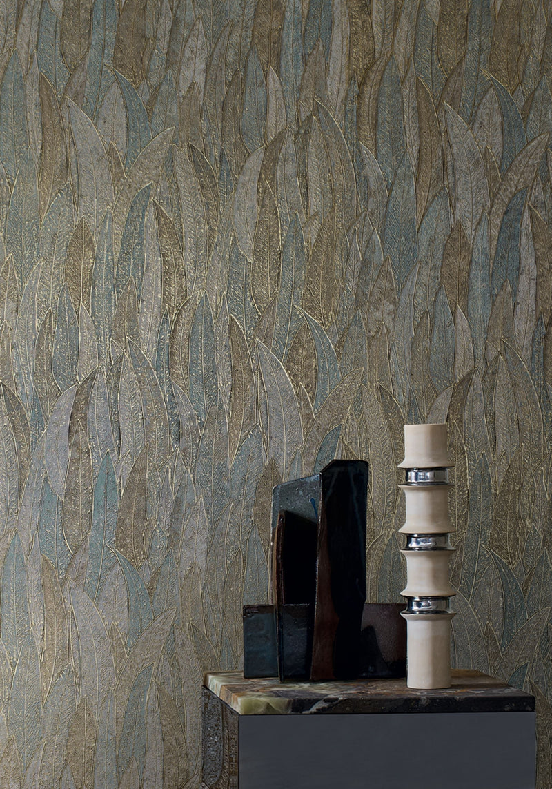 76533364 Cinerea Vert De Gris/Doré Wallpaper by Casamance