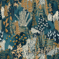Erica Marine / Ocre Jardin Felicia Wallpaper by Casamance