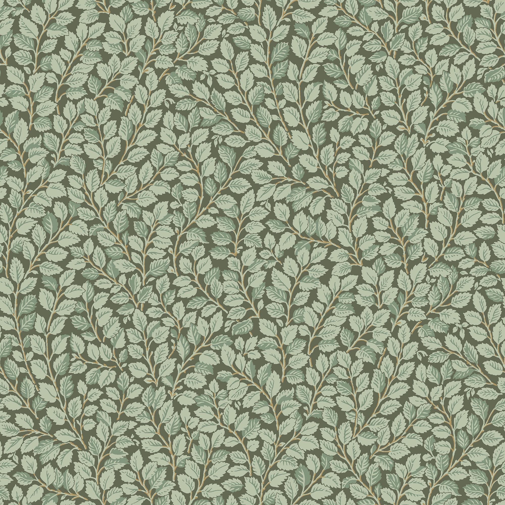 7663 Hazel Dark Green and Black Falsterbo III Wallpaper by Boråstapeter