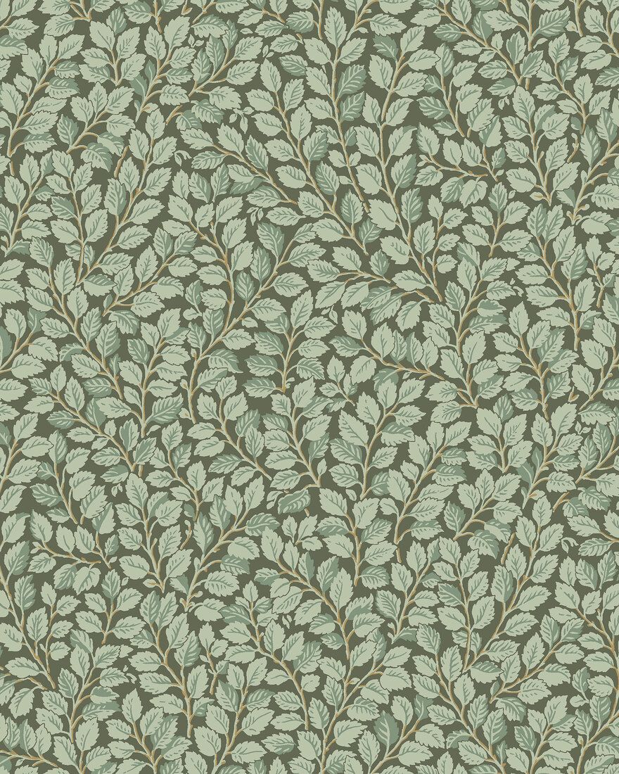7663 Hazel Dark Green and Black Falsterbo III Wallpaper by Boråstapeter