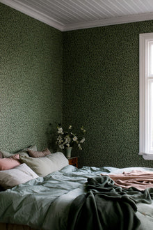 7663 Hazel Dark Green and Black Falsterbo III Wallpaper by Boråstapeter