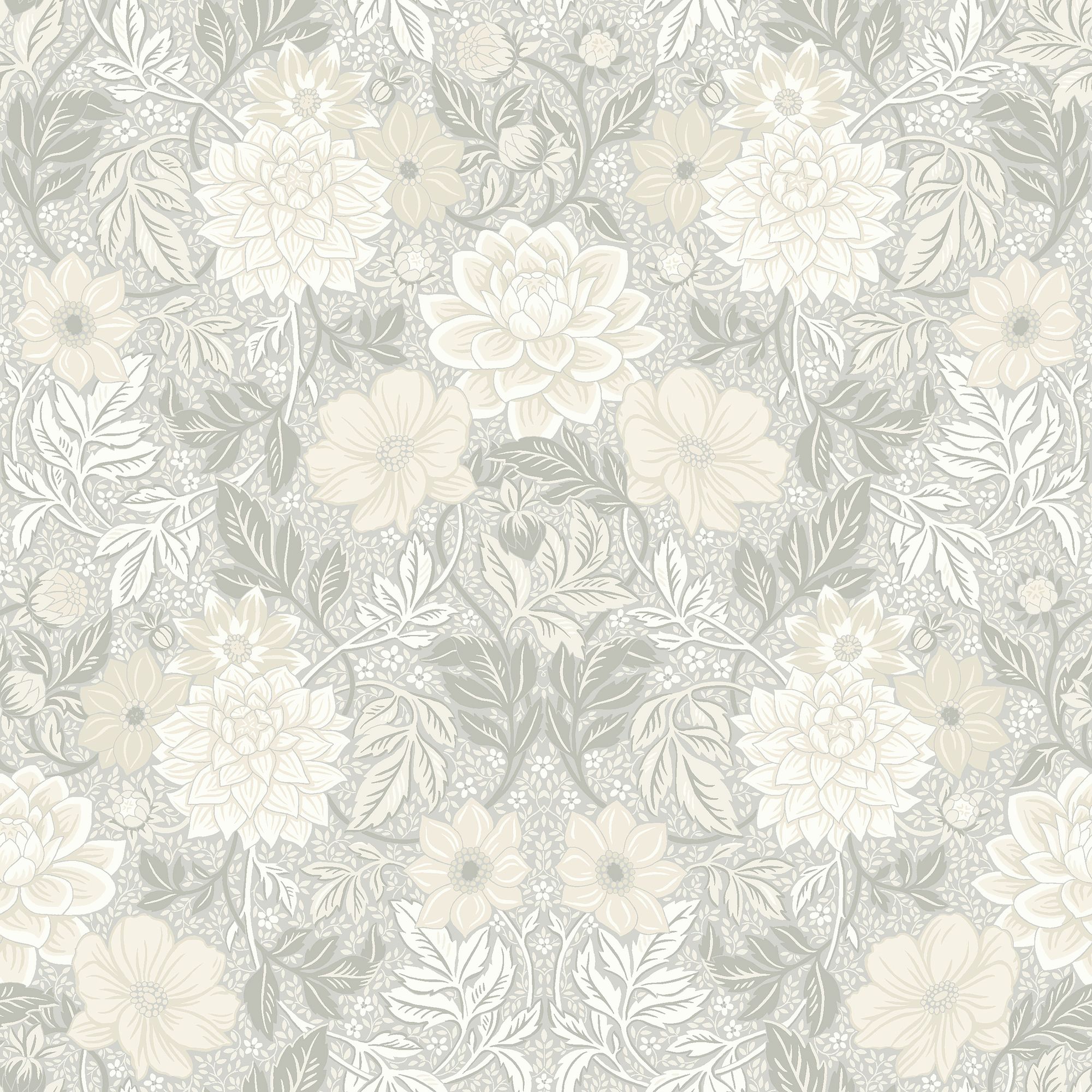 7664 Dahlia Garden Light Grey and Beige Falsterbo III Wallpaper by Boråstapeter
