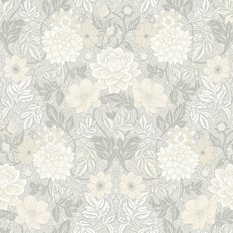 7664 Dahlia Garden Light Grey and Beige Falsterbo III Wallpaper by Boråstapeter