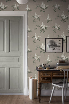 7667 Lilacs Light Brown and White Falsterbo III Wallpaper by Boråstapeter