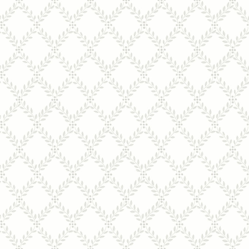 7670 Trellis Leaves Light Grey and White Falsterbo III Wallpaper by Boråstapeter