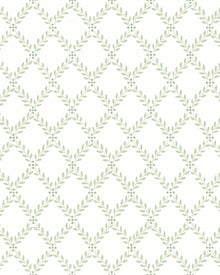 7671 Trellis Leaves Light Green and White Falsterbo III Wallpaper by Boråstapeter